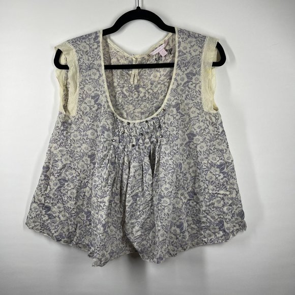 Rebecca Taylor Tops - Rebecca Taylor Women's Floral Printed Keyhole Neck Sleeveless Lace Top Size 2